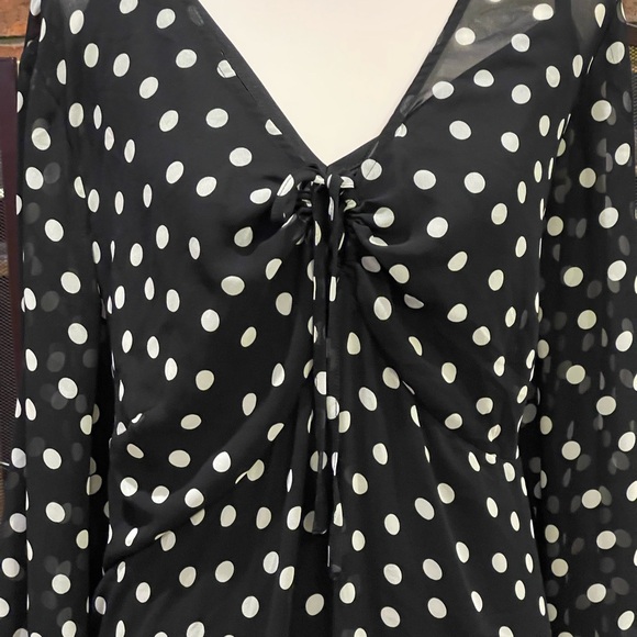 Ava & Viv Black Polka Dot Long Sleeve Dress 2pc - Picture 2 of 7